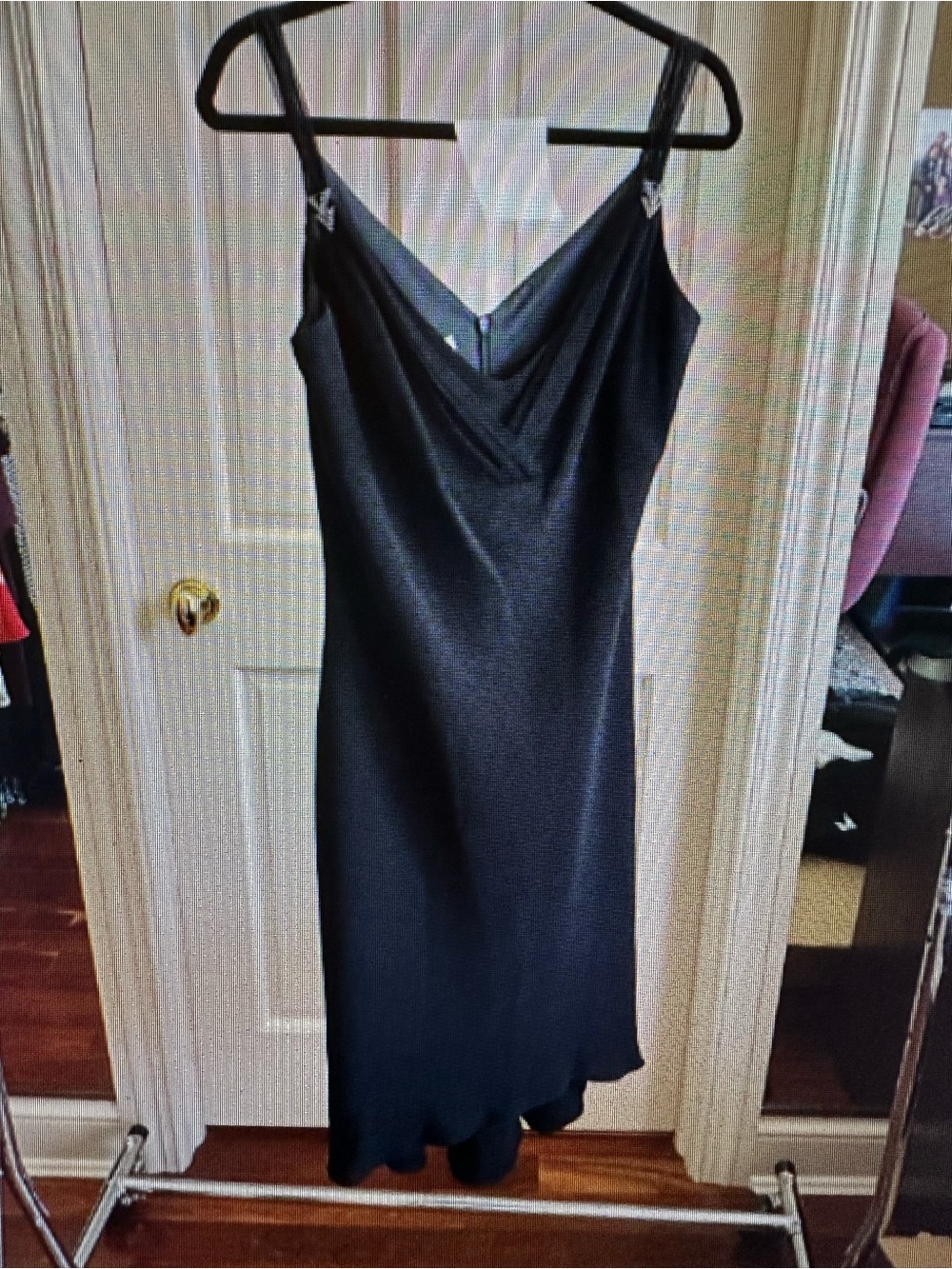 Evan Picone Black Satin Slip Dress